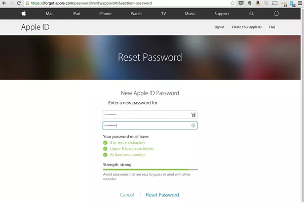 通过苹果官网找回密码