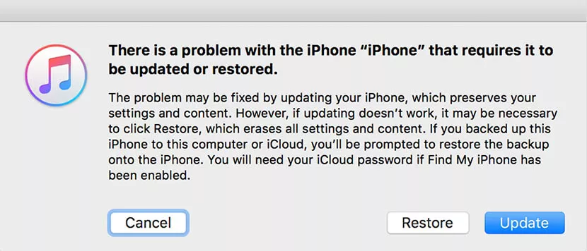 需要更新或恢复