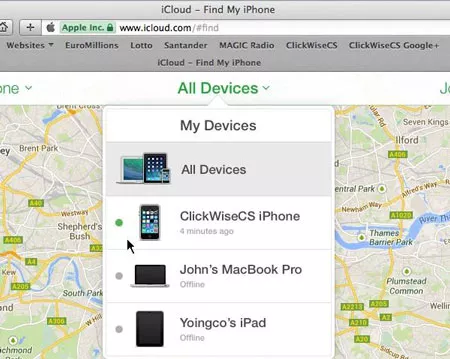 从设备列表中选择您的iPhone