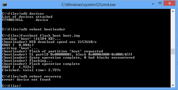 terminal mode of adb fastboot tool