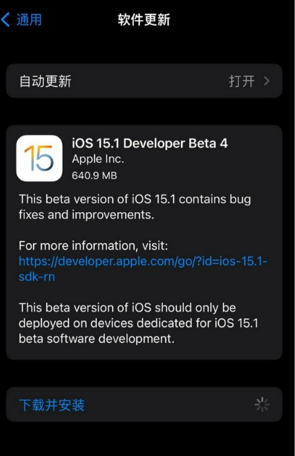 iOS/iPadOS 15.1 开发者预览版 Beta4