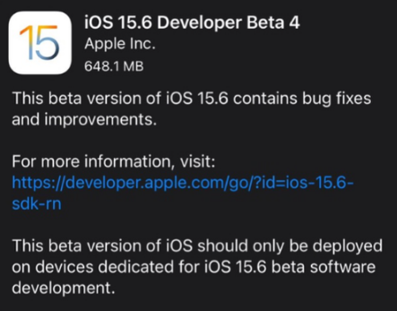 ios 15.6 beta4