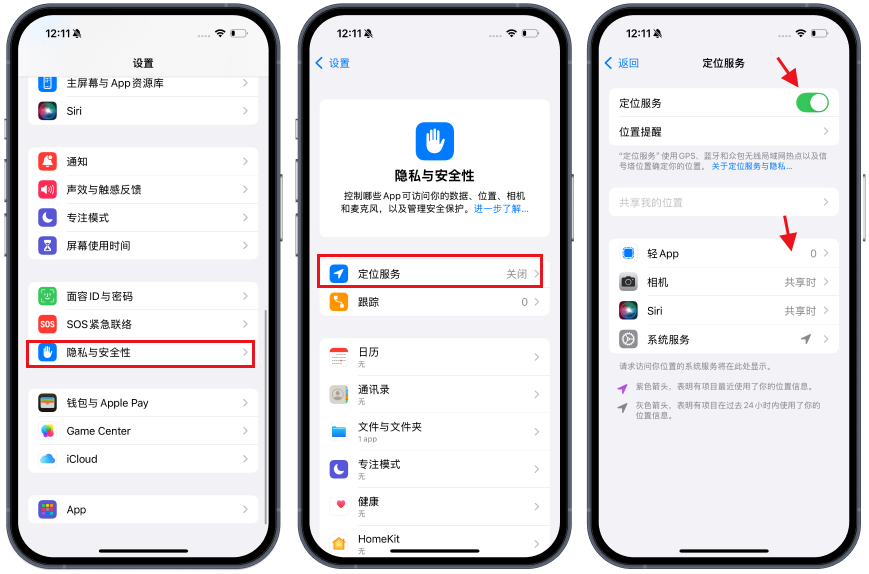 iPhone定位权限设置